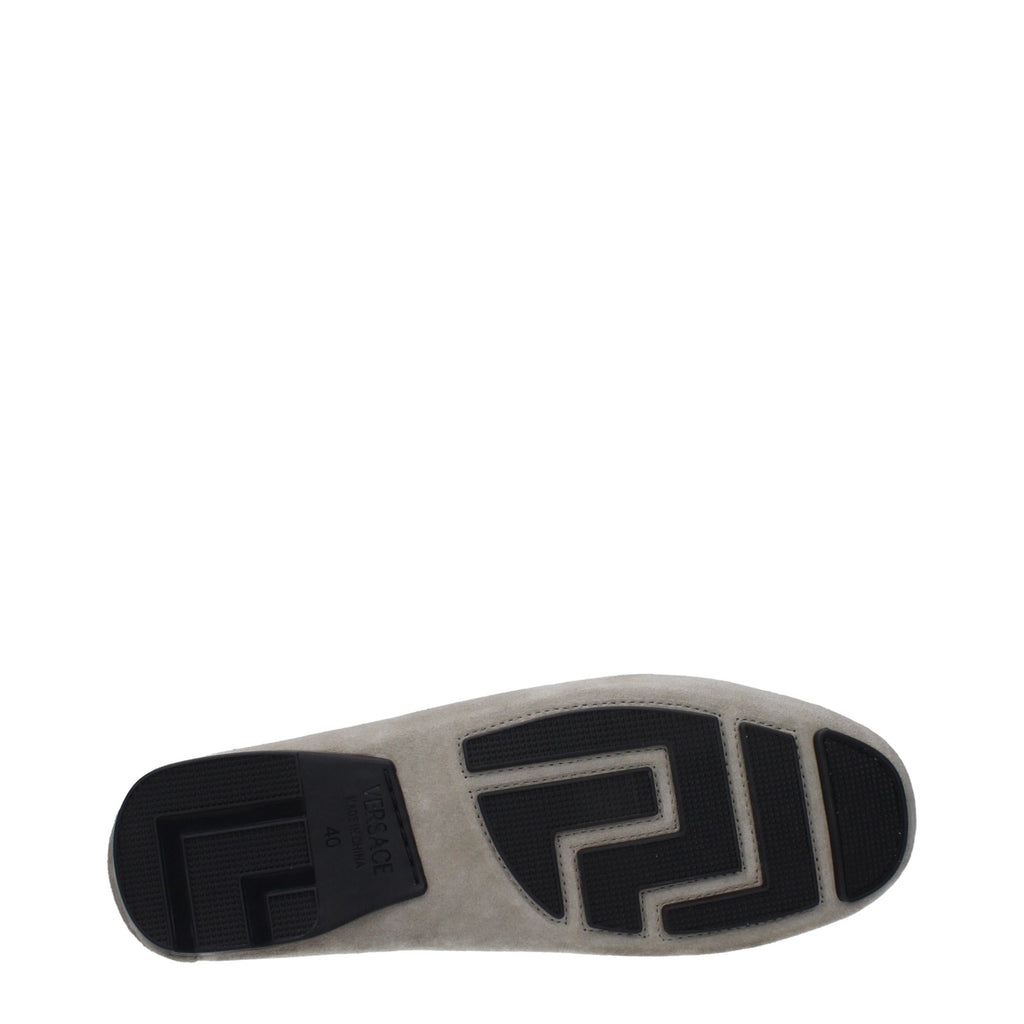 Versace Gray Leather Slip-On Loafers