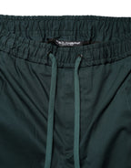 Authentic Designer Dolce & Gabbana Green Cotton Skinny Men Jogger Trouser Pants