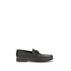 Ferragamo Black Calf Leather Bos Taurus Slip-On Loafers