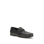 Ferragamo Black Calf Leather Bos Taurus Slip-On Loafers