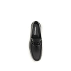 Ferragamo Black Calf Leather Bos Taurus Slip-On Loafers