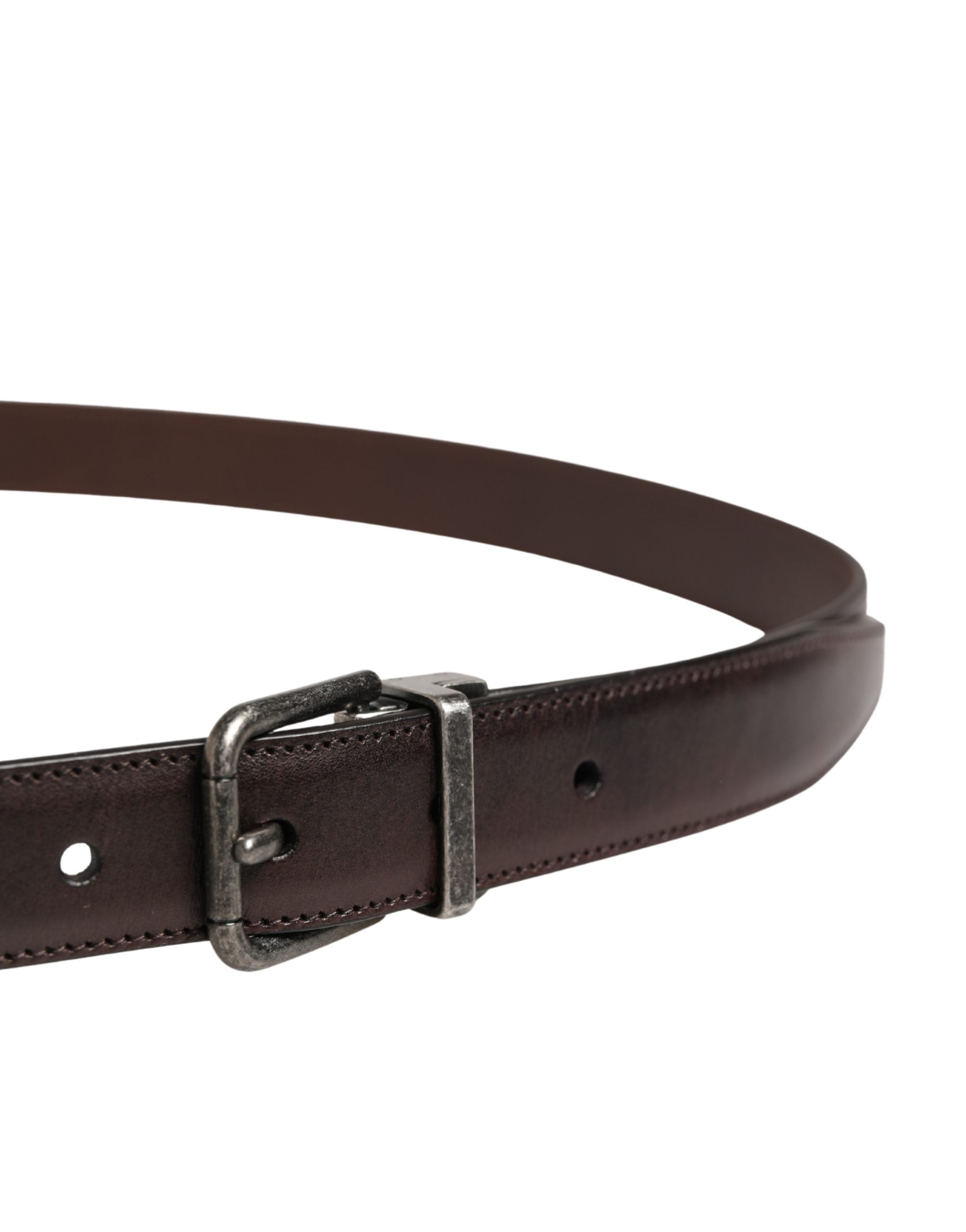 Authentic Designer Dolce & Gabbana Men Brown Classic Leather Metal Buckle Belt
