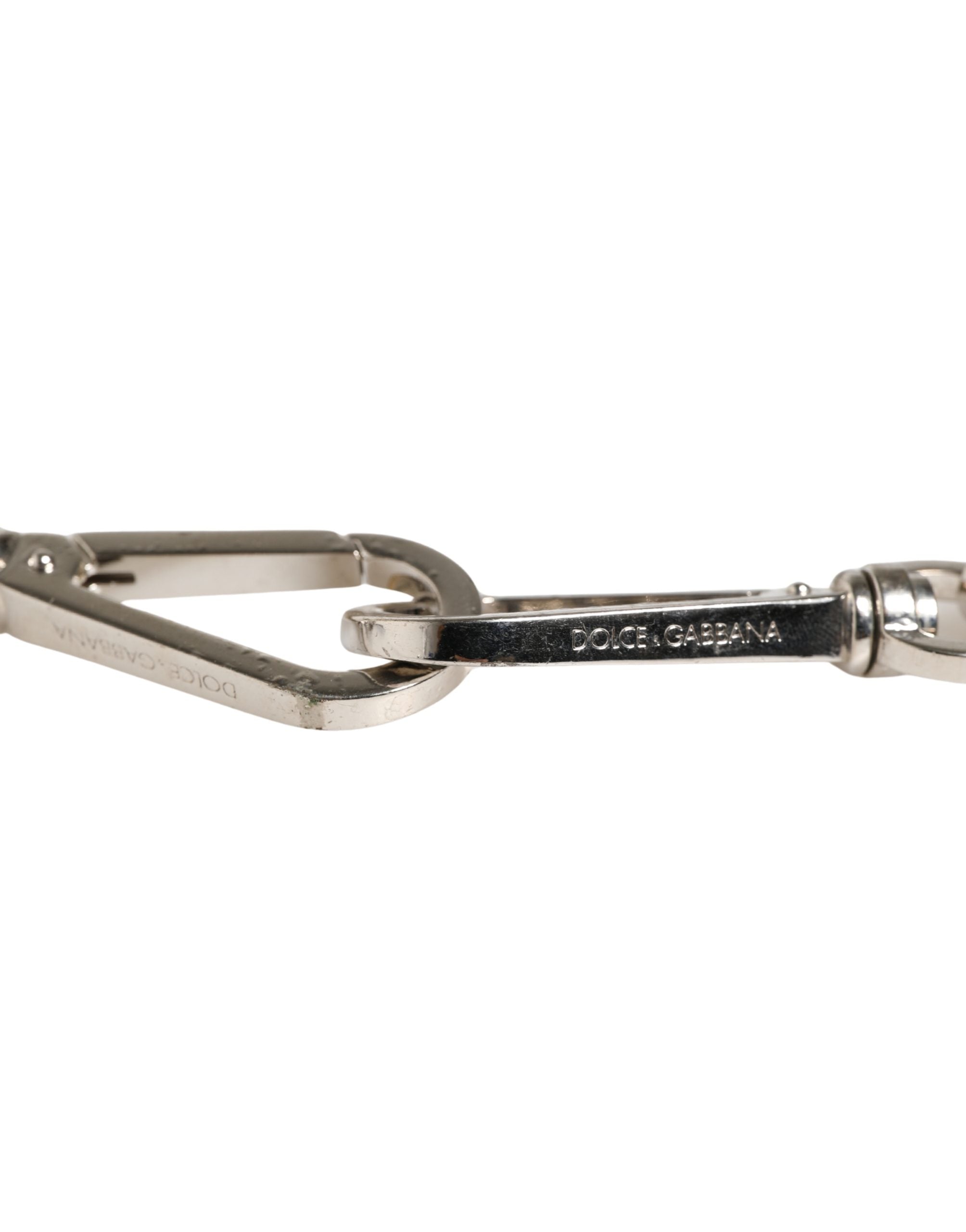 Authentic Designer Dolce & Gabbana Black Leather Silver Chain Bag Accessory Shoulder Strap