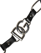 Authentic Designer Dolce & Gabbana Black Leather Silver Chain Bag Accessory Shoulder Strap