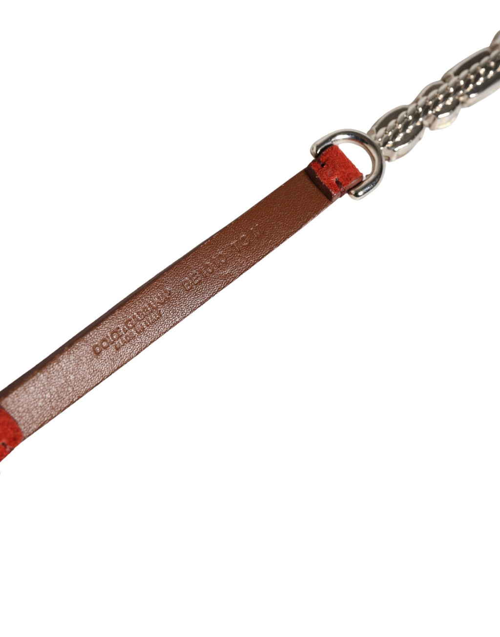 Authentic Designer Dolce & Gabbana Red Velvet Crystals Chain Embellished Belt