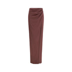 The Andamane Brown Silk Midi Skirt