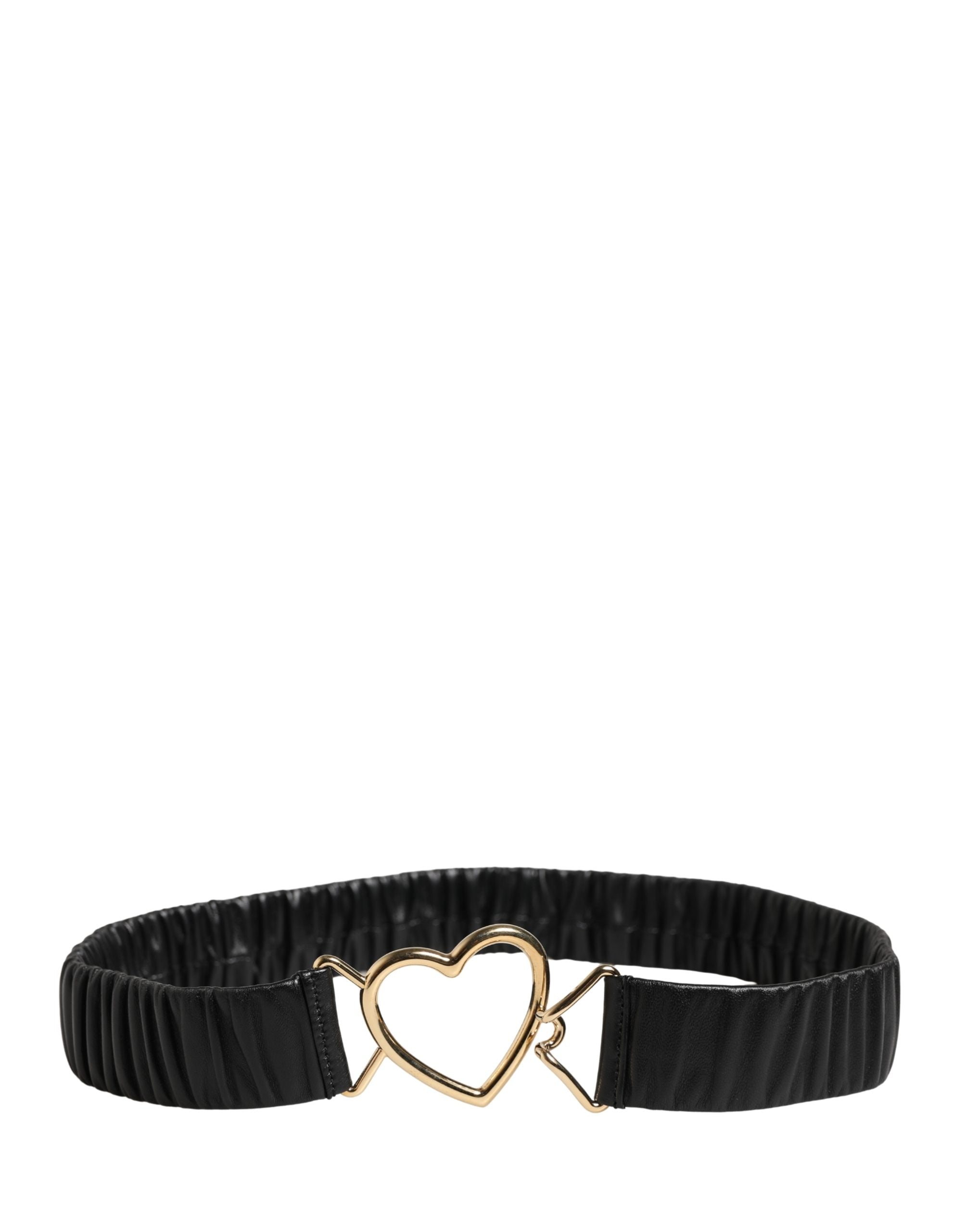 Authentic Designer Dolce & Gabbana Black Leather Gold Heart Metal Buckle Belt