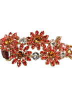 Authentic Designer Dolce & Gabbana Red Leather Daisy Crystal Embellished Waist Belt