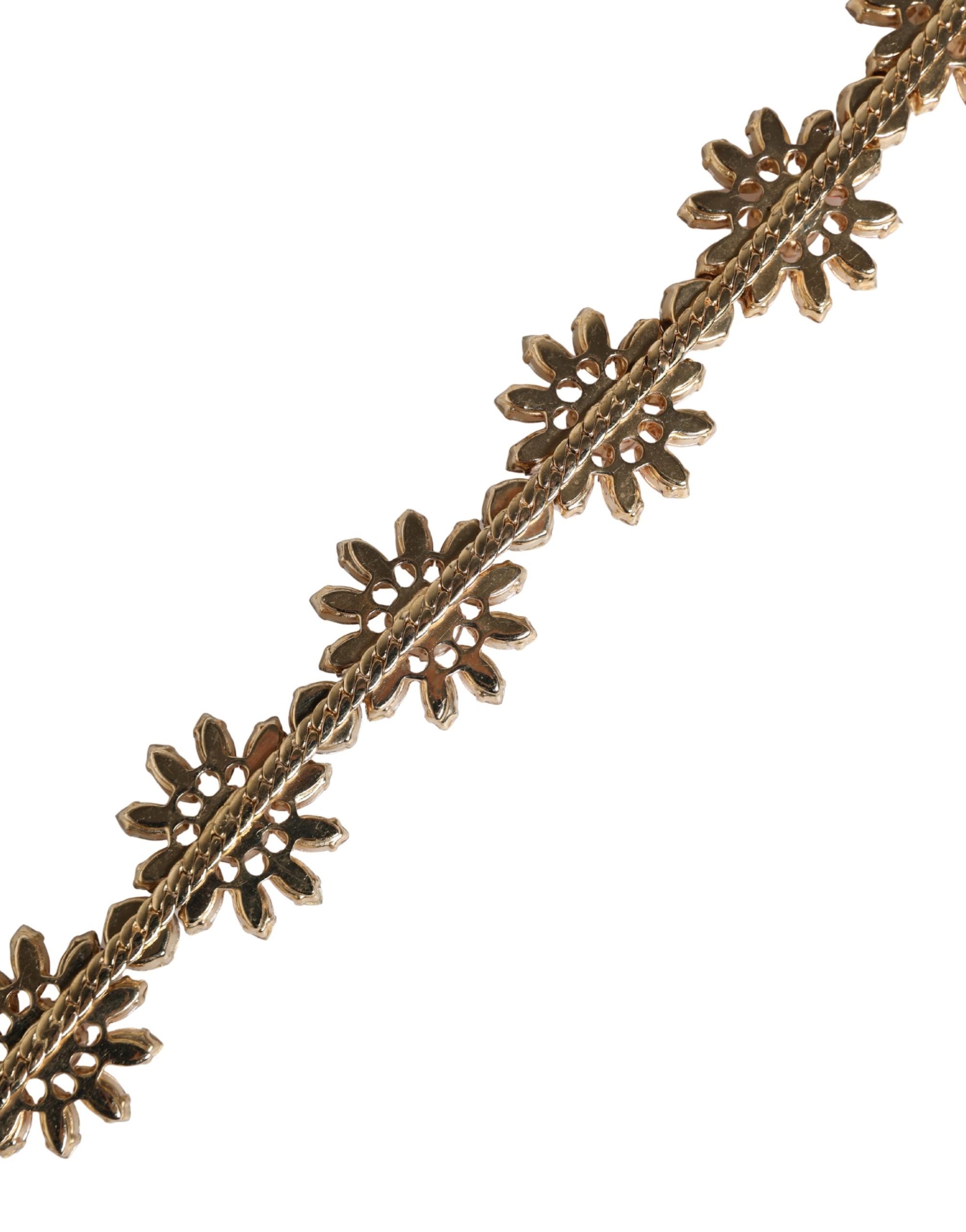 Authentic Designer Dolce & Gabbana Red Leather Daisy Crystal Embellished Waist Belt