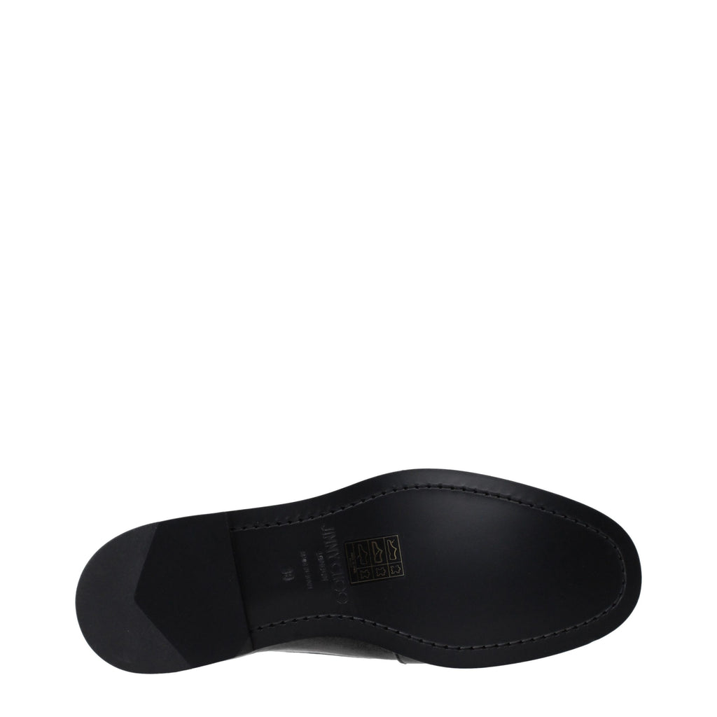 Jimmy Choo Black Leather Slip-On Loafers