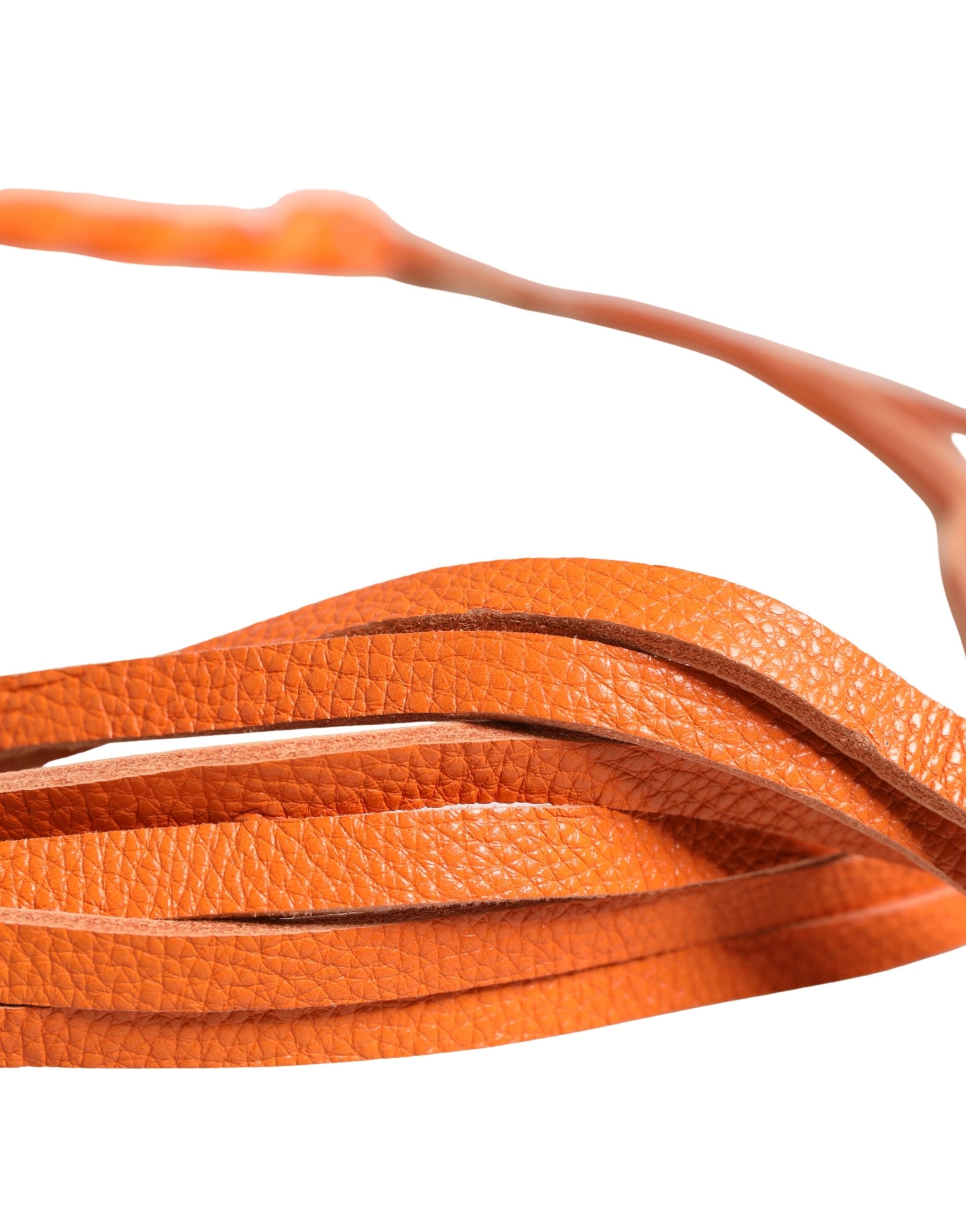 Authentic Designer Scervino Street Orange Leather Chain Waist Metal Buckle Belt