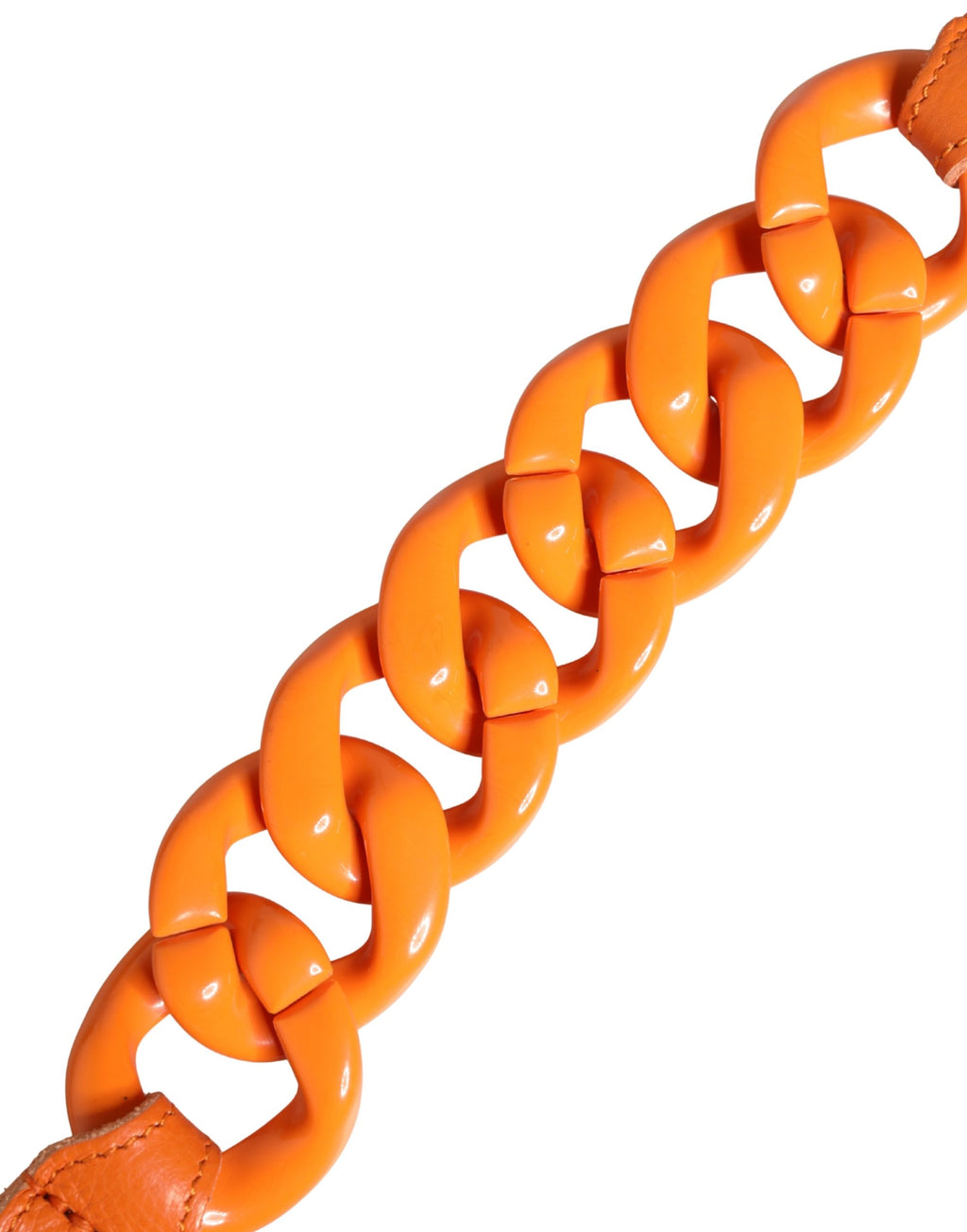 Authentic Designer Scervino Street Orange Leather Chain Waist Metal Buckle Belt