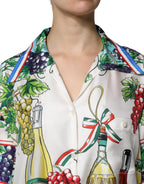 Dolce & Gabbana Multicolor Short Sleeve Silk Food Shirt Top