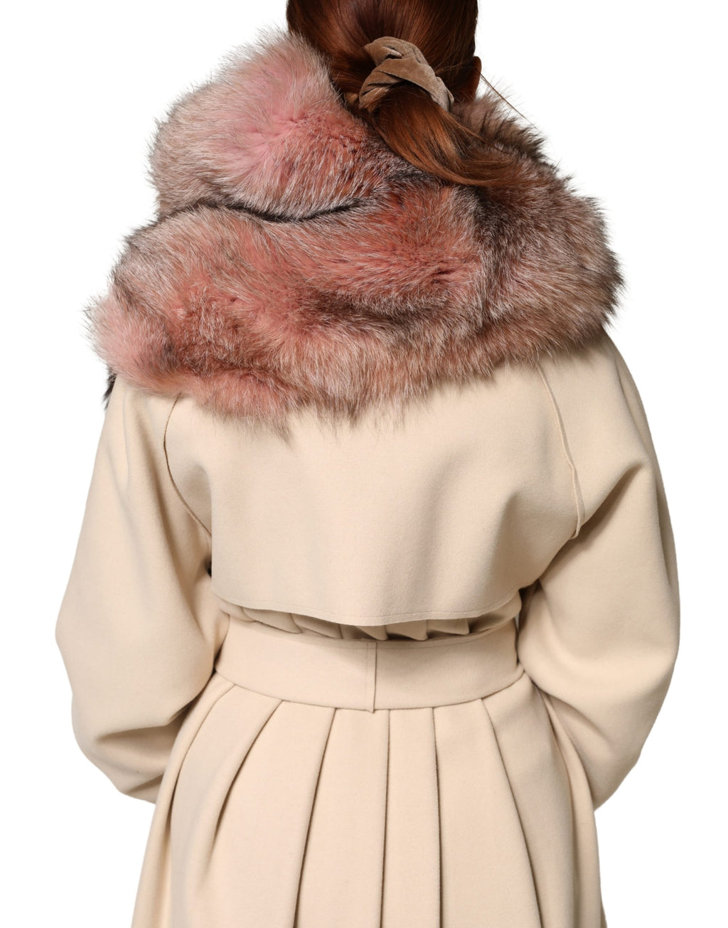 Authentic Designer Dolce & Gabbana Pink Frost Fox Fur Neck Warmer Winter Scarf