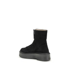 The Row Black Calf Leather Bos Taurus Lace-Up Boots
