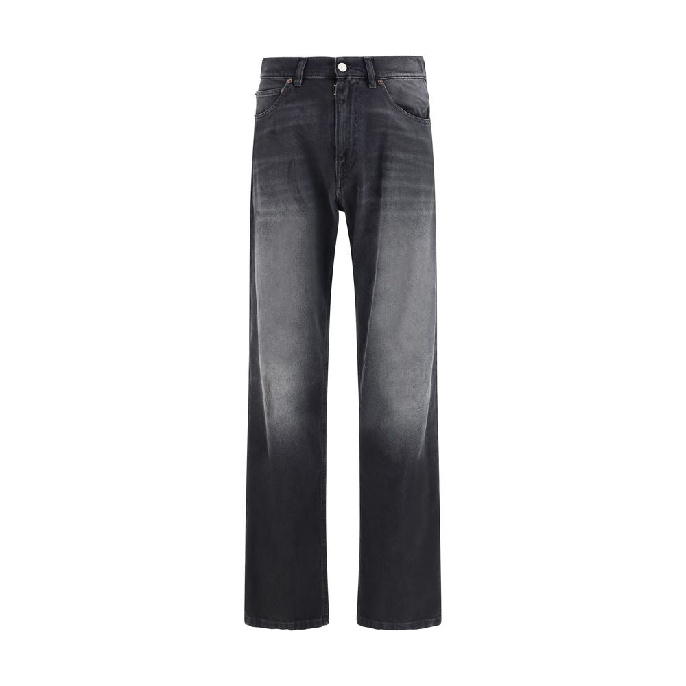 MM6 Black Cotton Straight-Leg Jeans