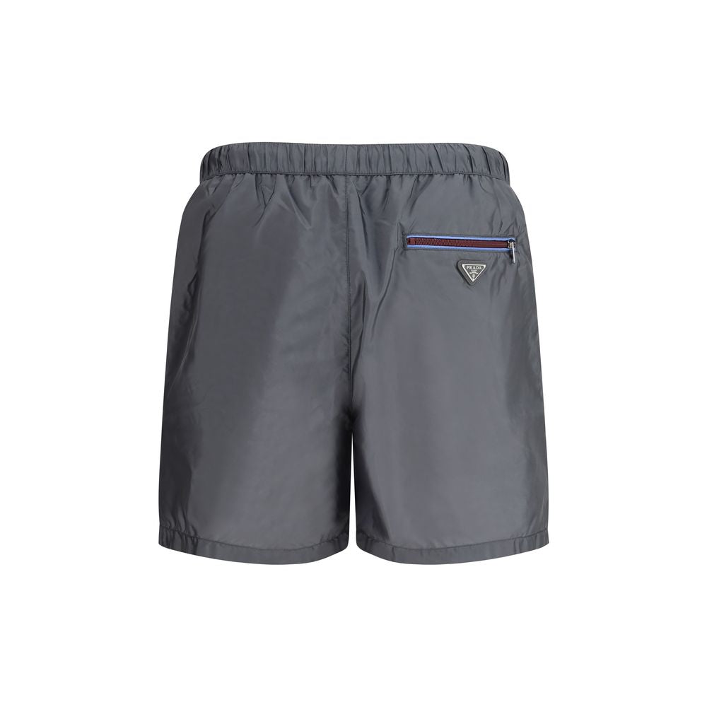 Prada Gray Recycled Polyamide Short And Mini Shorts