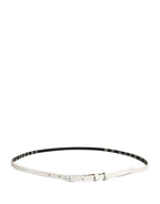 Costume National White Leather Studded Cintura Belt