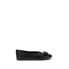 Ferragamo Black Calf Leather Bos Taurus Ballet Flats