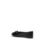 Ferragamo Black Calf Leather Bos Taurus Ballet Flats