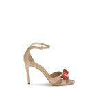 Ferragamo Beige Calf Leather Bos Taurus Stiletto Heel Sandals