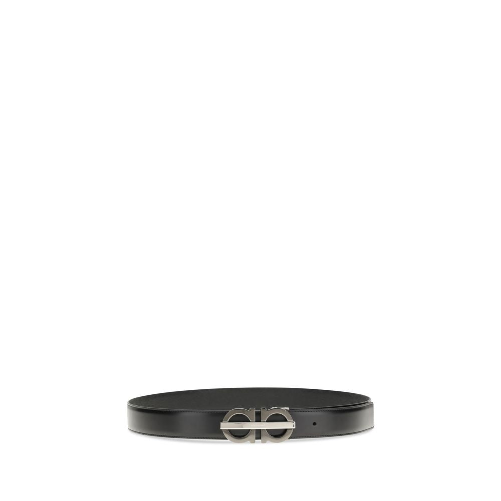 Ferragamo Black Calf Leather Bos Taurus Regular Belt