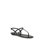 Prada Black Calf Leather Bos Taurus Flip-Flop Sandals