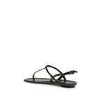 Prada Black Calf Leather Bos Taurus Flip-Flop Sandals