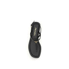 Prada Black Calf Leather Bos Taurus Flip-Flop Sandals