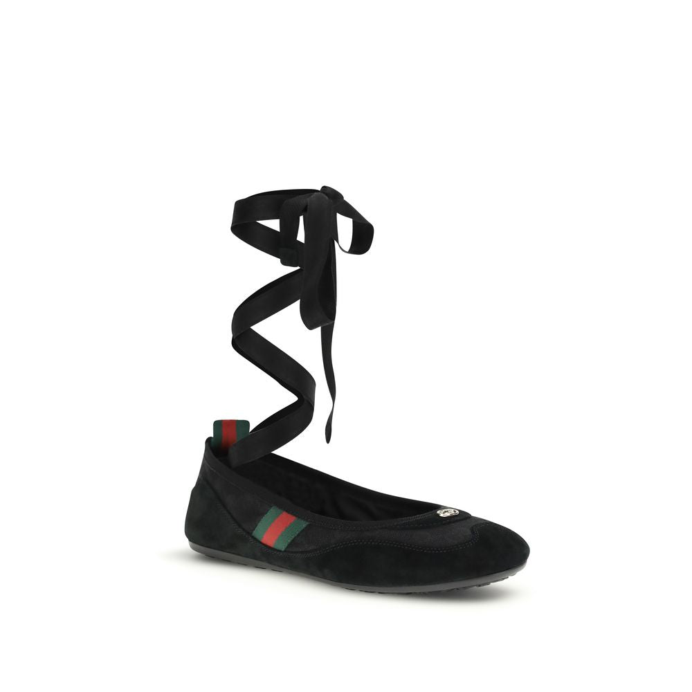 Gucci Black Fabric Ballet Flats