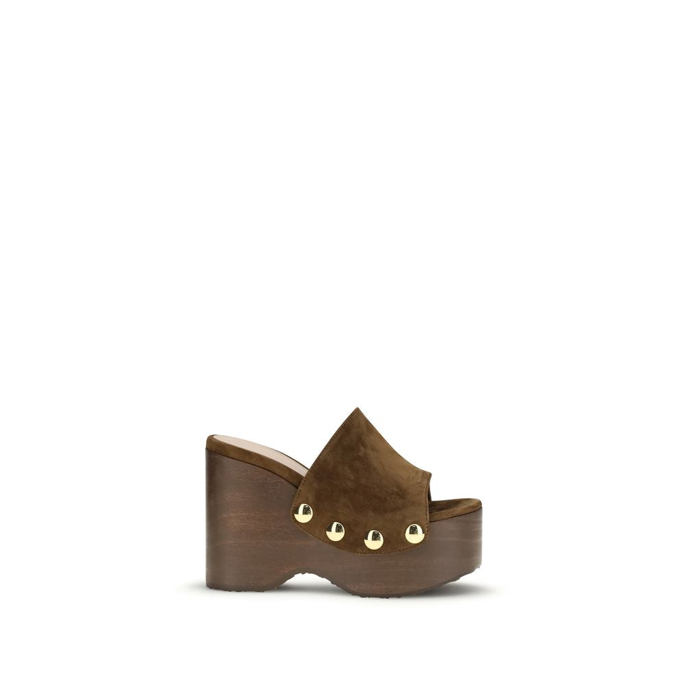 Gianvito Rossi Brown Calf Leather Bos Taurus Clogs