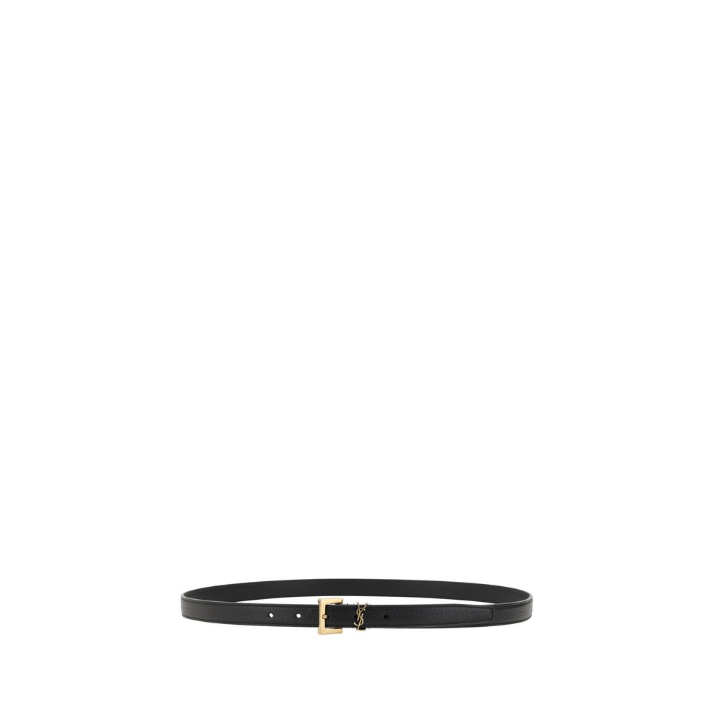 Saint Laurent Black Calf Leather Bos Taurus Regular Belt