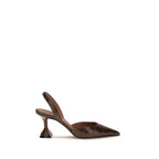 Amina Muaddi Brown Calf Leather Bos Taurus Platform Pumps
