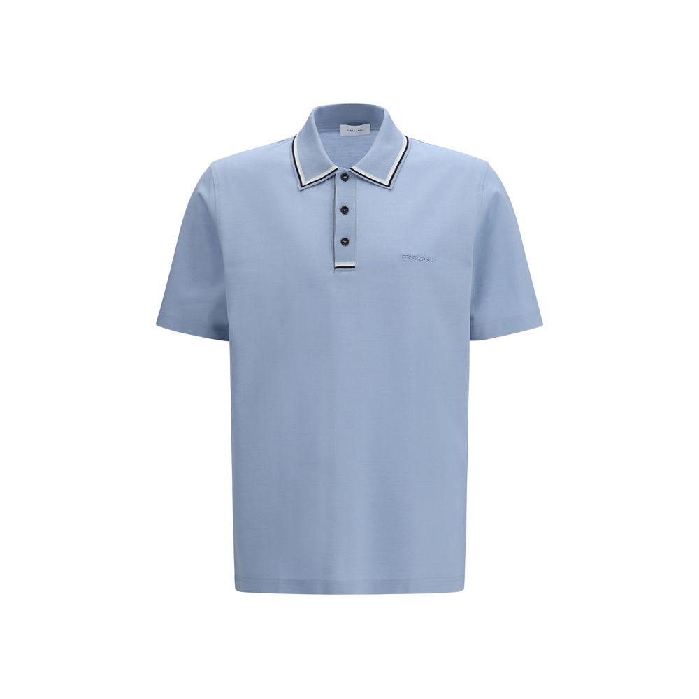Ferragamo Blue Cotton Polo Shirt