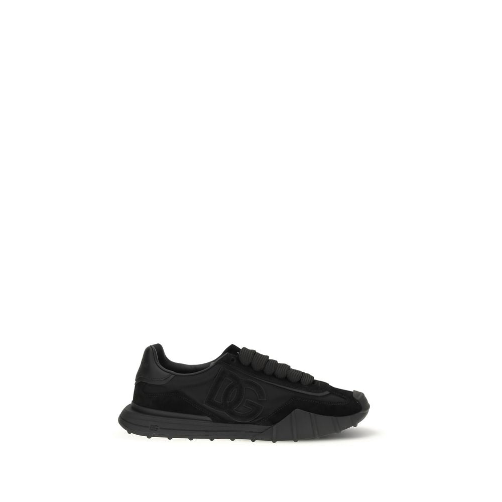 Dolce & Gabbana Black Calf Leather Bos Taurus Athletic Sneakers
