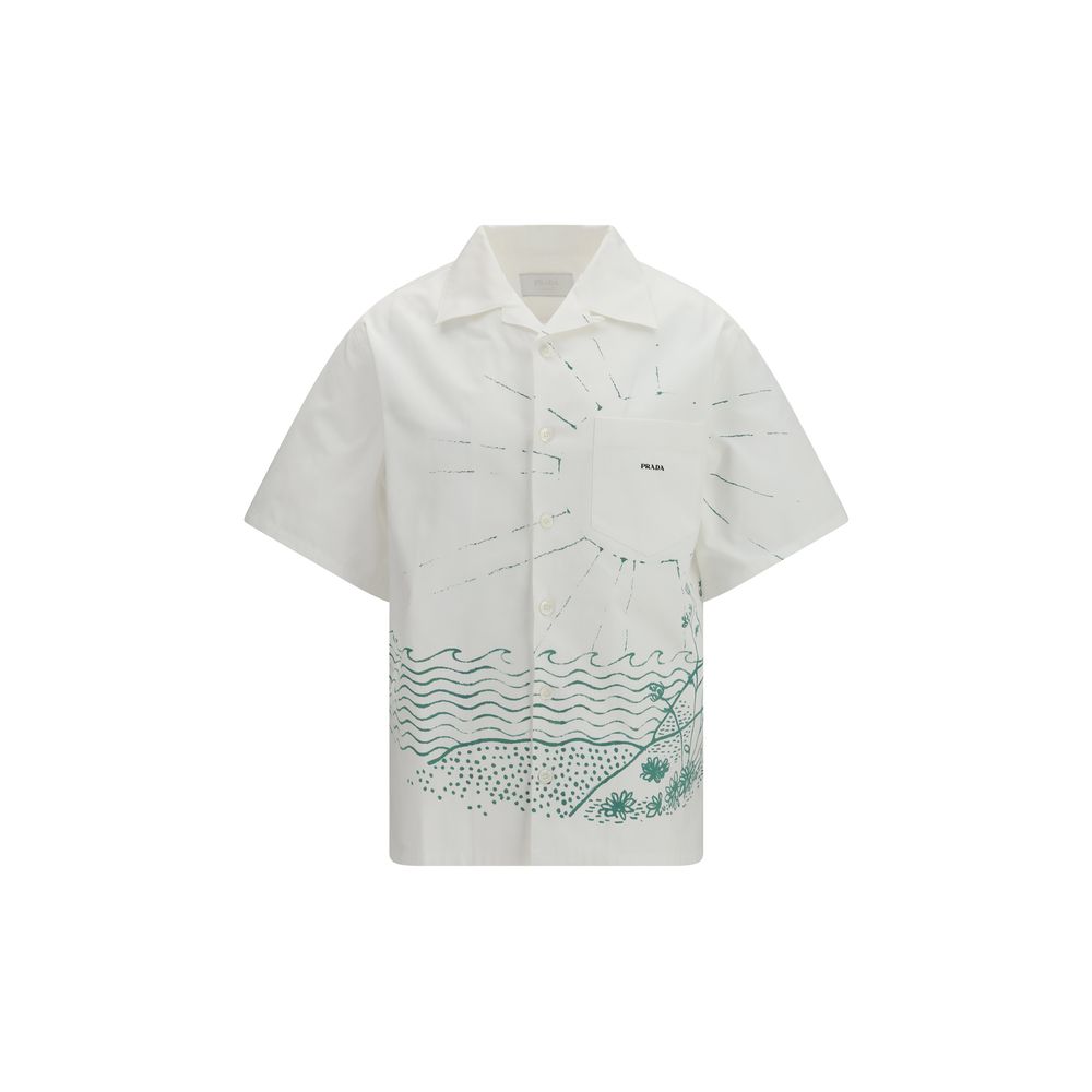 Prada White Cotton Pattern Shirt