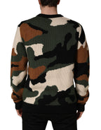 Dolce & Gabbana Multicolor Intarsia-Knit Camouflage Pullover Sweater