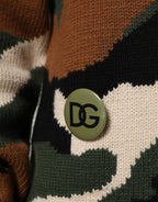 Dolce & Gabbana Multicolor Intarsia-Knit Camouflage Pullover Sweater