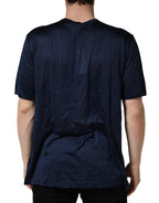 Dolce & Gabbana Dark Blue Silk Short Sleeve CrewNeck T-shirt