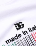 Dolce & Gabbana White Barcode Cotton Crew Neck Men T-shirt