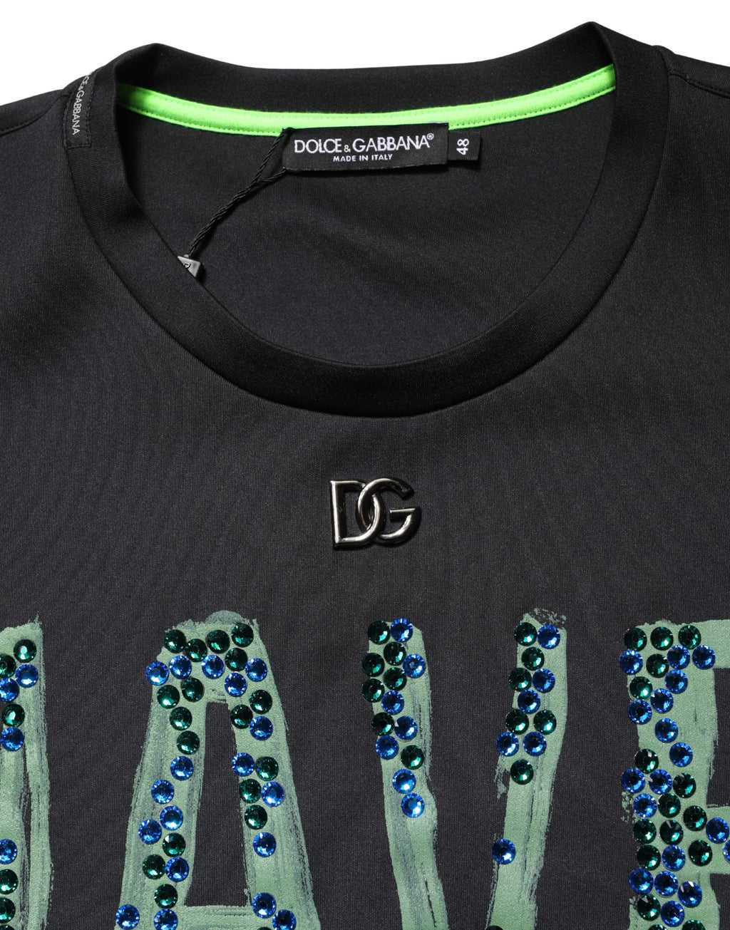 Dolce & Gabbana Black Have Fun Embellished Crew Neck T-shirt