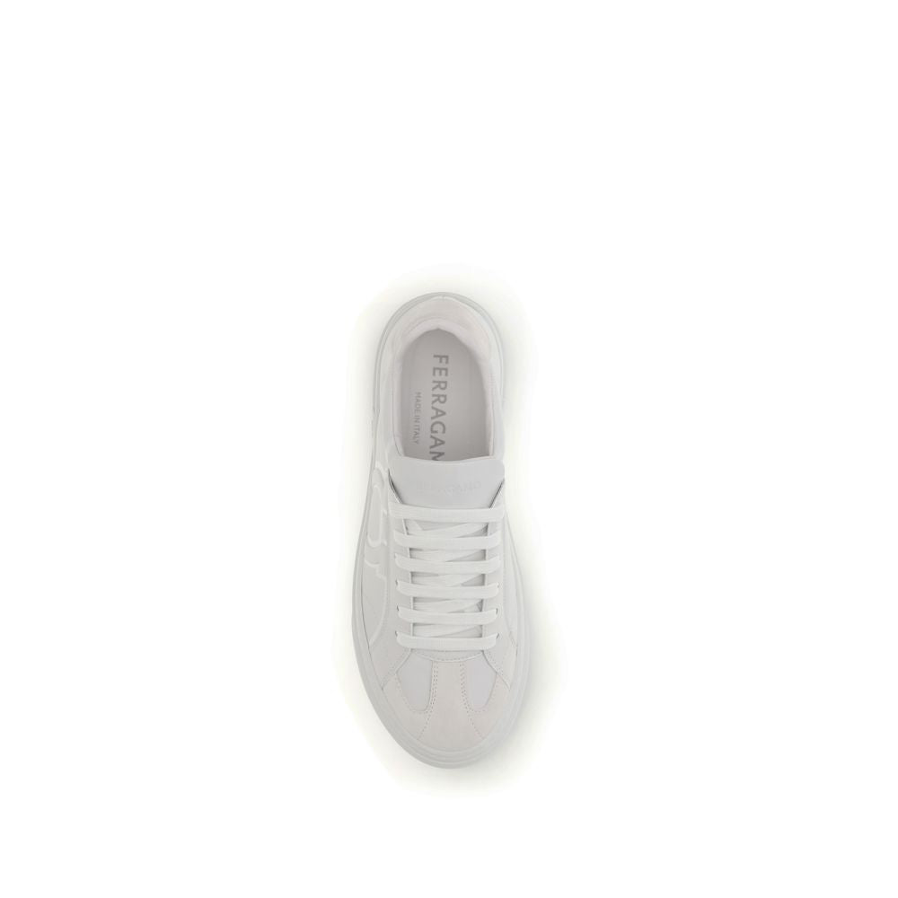 Ferragamo White Calf Leather Bos Taurus Sneakers