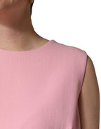 Dolce & Gabbana Pink Blue Wool Sleeveless Shift Mini  Dress