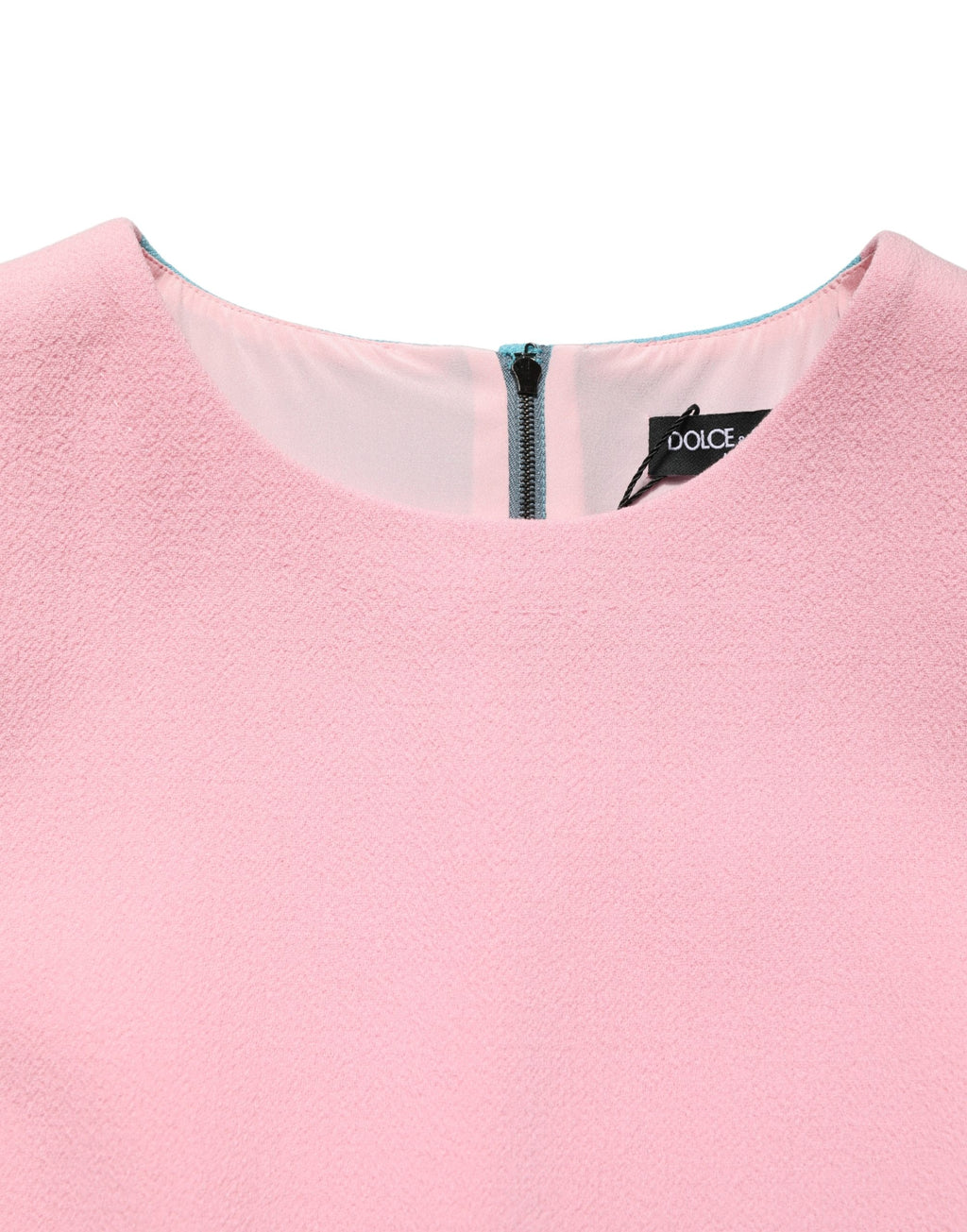 Dolce & Gabbana Pink Blue Wool Sleeveless Shift Mini  Dress