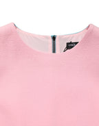 Dolce & Gabbana Pink Blue Wool Sleeveless Shift Mini  Dress
