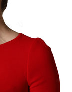 Dolce & Gabbana Red Heart Emmbellished Wool Mini  Dress