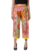 Dolce & Gabbana Multicolor FloralPrint Cropped Trouser Pants