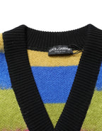 Dolce & Gabbana Multicolor Stripes V-neck Pullover Sweater