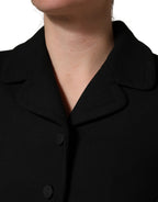 Dolce & Gabbana Black Collared Short Sleeves Cropped Blouse Top