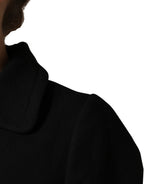 Dolce & Gabbana Black Collared Short Sleeves Cropped Blouse Top